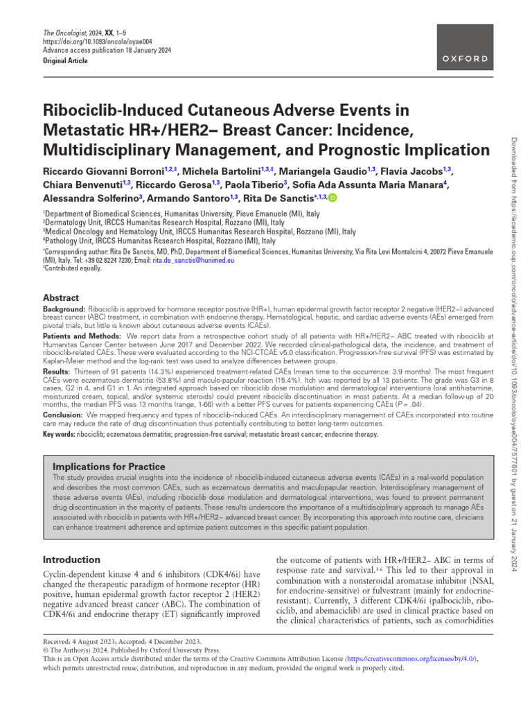 Ribociclib Rash Management in Breast Cancer | PDF | Health Sciences ...