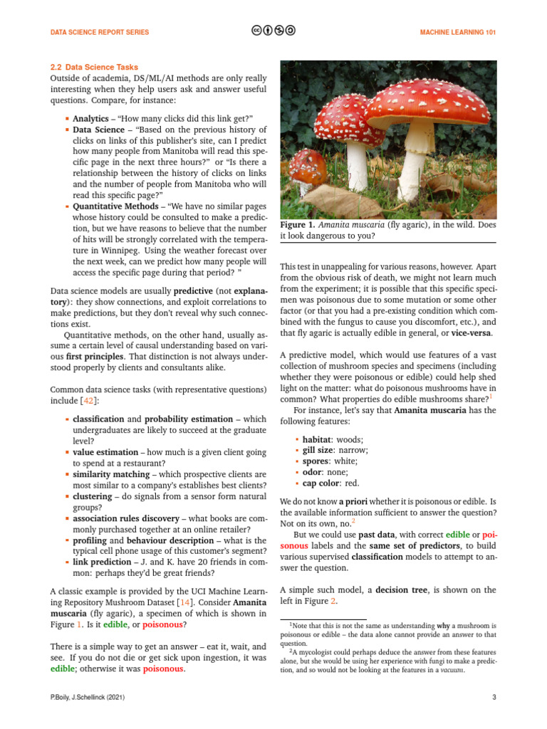 Data Science Tasks in Machine Learning | PDF | Edible Mushroom