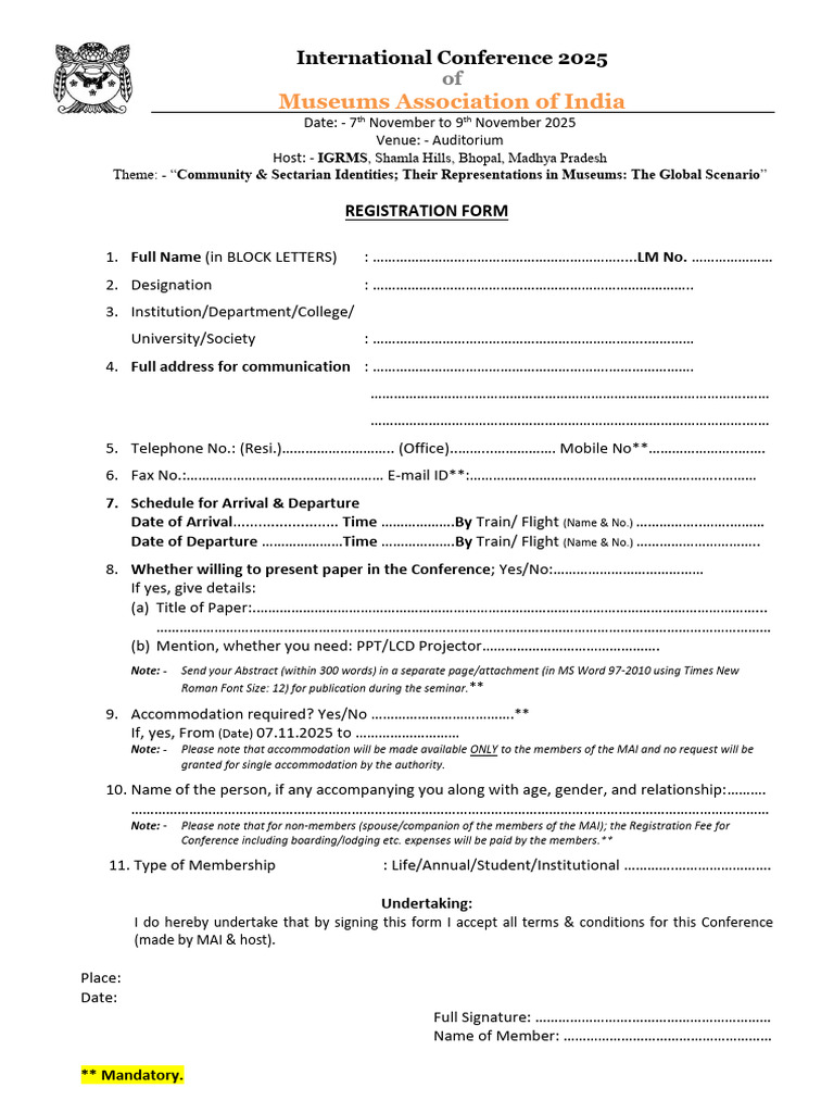 Museums Conference 2025 Registration Form | PDF | Chess Openings ...