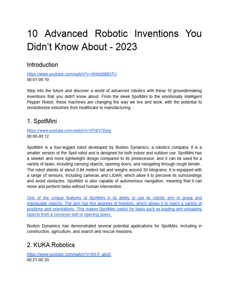 10 Innovative Robotics Inventions 2023 | PDF | Augmented Reality ...