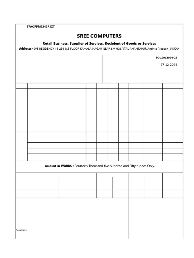 Invoice SC-199/2024: ₹14,550 Details | PDF | Taxation | Government Finances