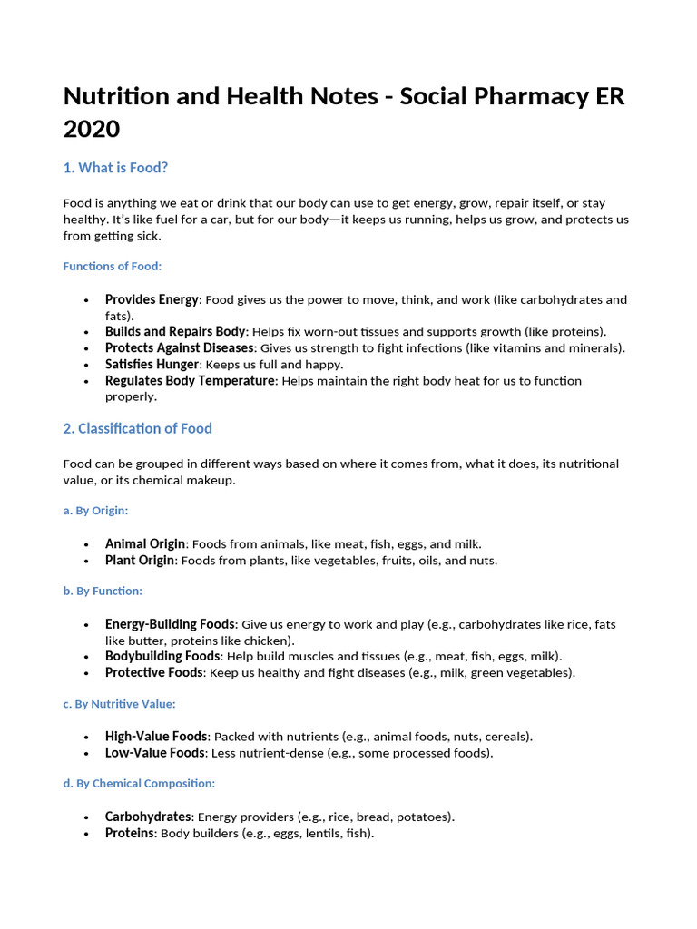 Nutrition and Health Notes | PDF | Foods | Diet & Nutrition