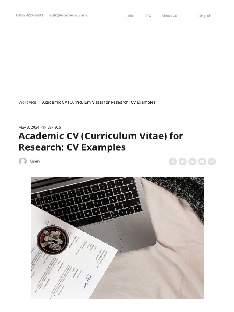 Academic CV Examples for Researchers | PDF | Résumé | Editing