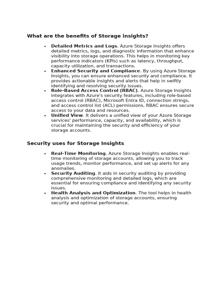 Benefits of Azure Storage Insights | PDF