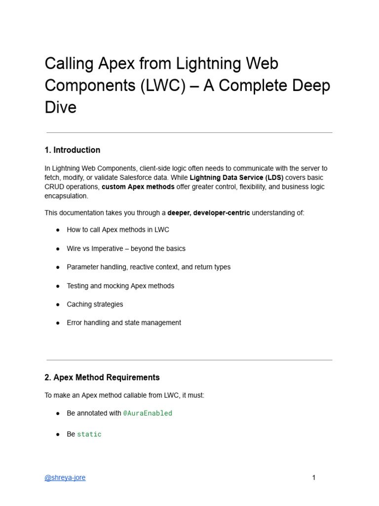 Apex Integration in Lightning Web Components | PDF | Software ...