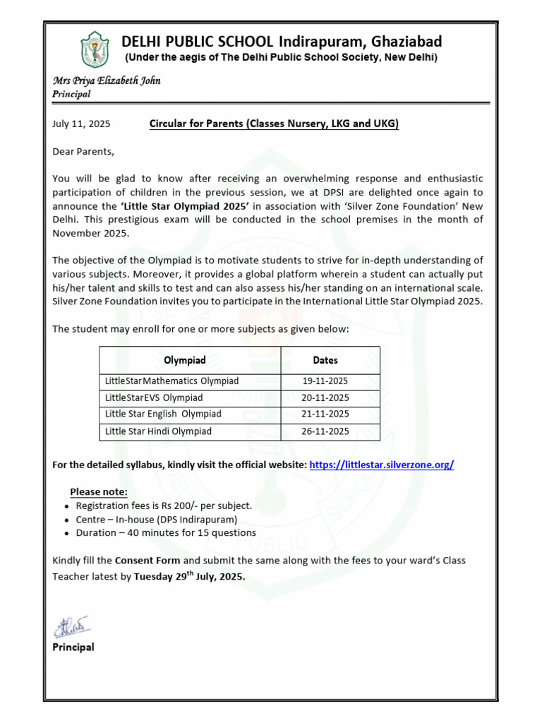 Little Star Olympiad 2025 Registration | PDF