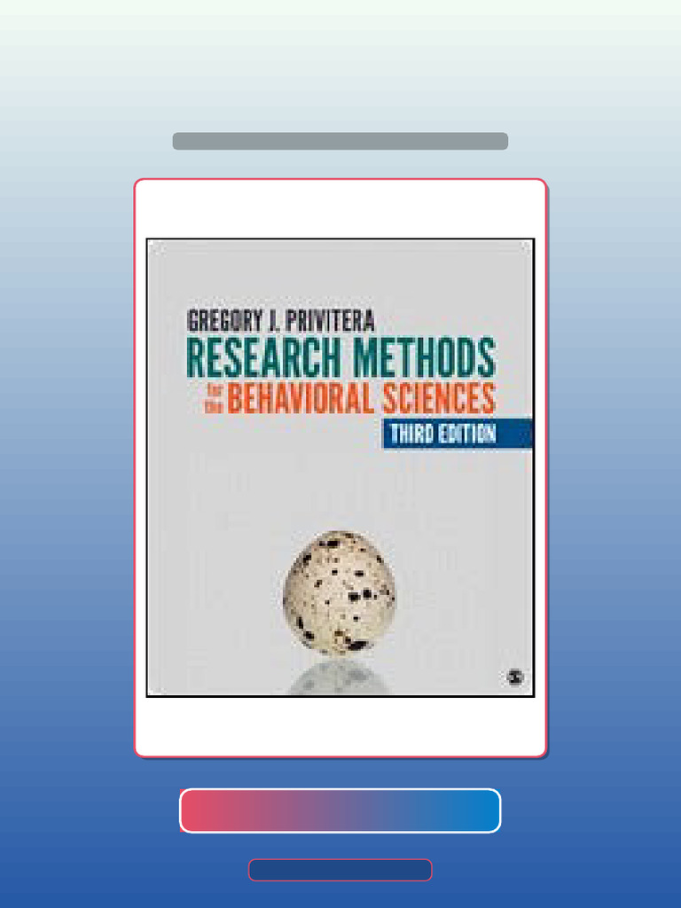 Research Methods For The Behavioral Sciences 3rd Edition Gregory J ...