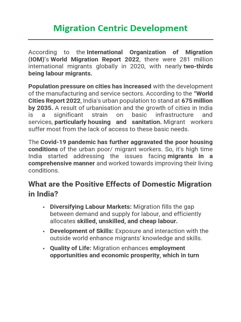 Challenges and Solutions for Migrants in India | PDF | Migrant Worker ...
