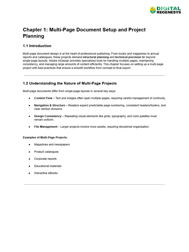 Multi-Page Document Design in InDesign | PDF | Page Layout | Paragraph