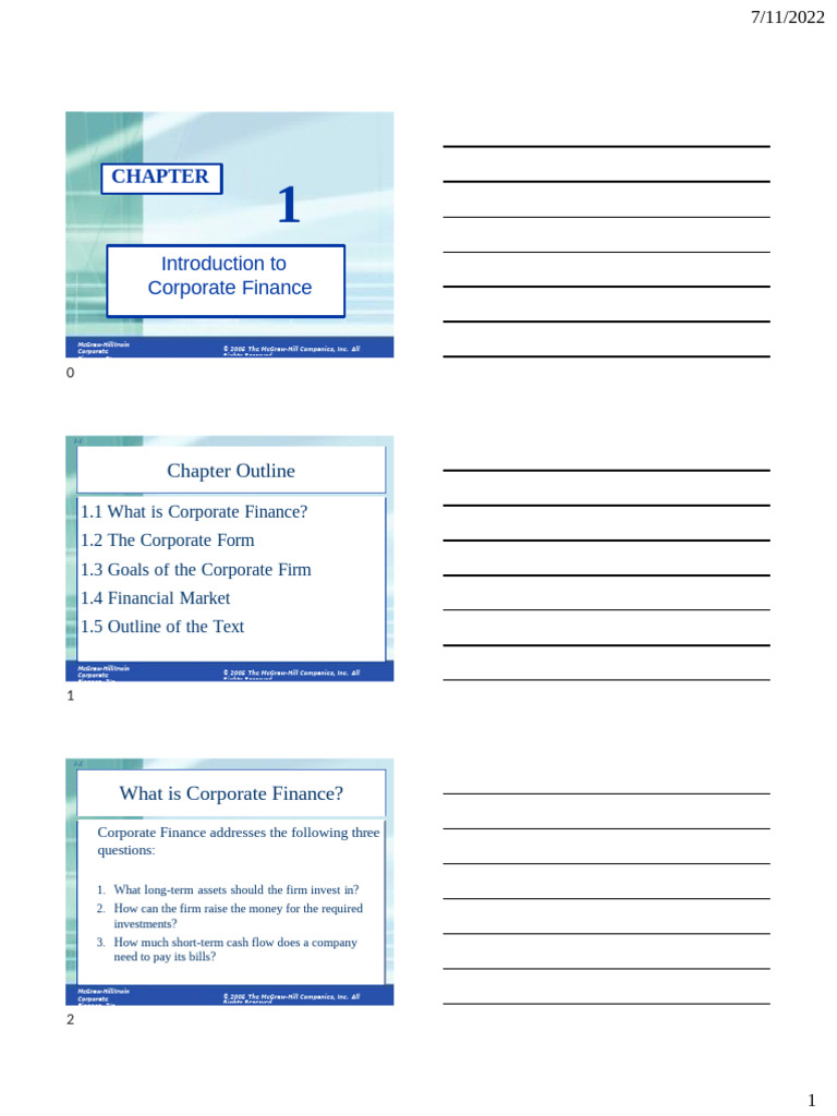 Introduction to Corporate Finance Concepts | PDF | Financial Markets ...