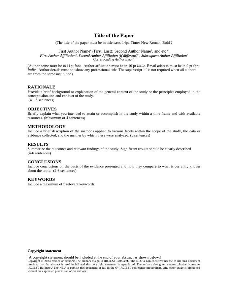 IRCIEST VII Conference Paper Guidelines | PDF