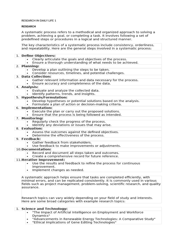 Systematic Research Process Overview | PDF | Scientific Method ...