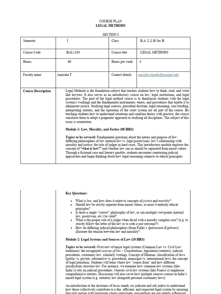 Legal Methods Course Overview | PDF | Precedent | Statutory Interpretation