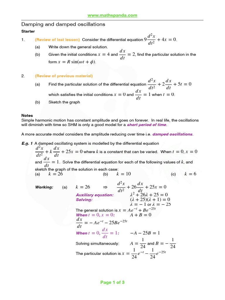 Types of Damping in Oscillations | PDF | Damping | Oscillation