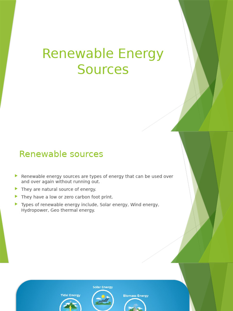 Types of Renewable Energy Sources | PDF