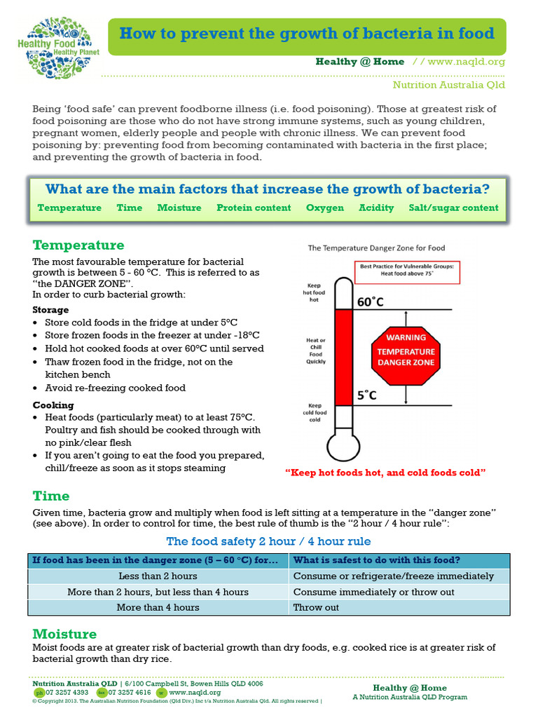 How to Prevent the Growth of Bacteria in Food | PDF | Foodborne Illness ...