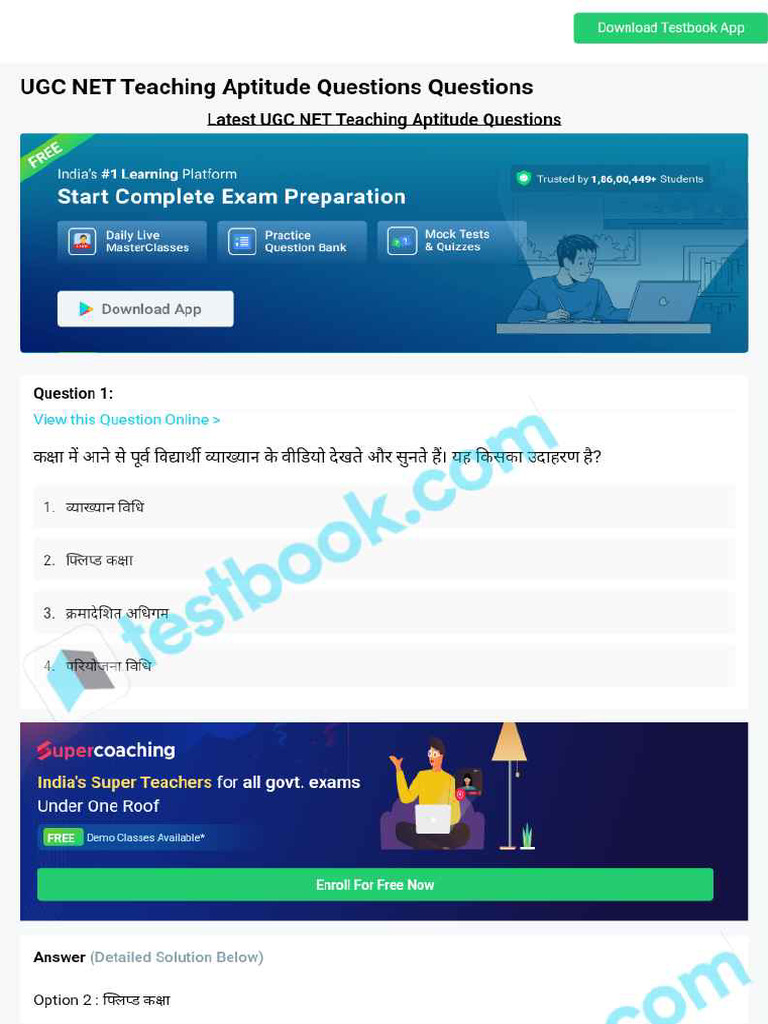 Ugc Net Teaching Aptitude Questions 6470762ce652c820b2ebc2e6 | PDF