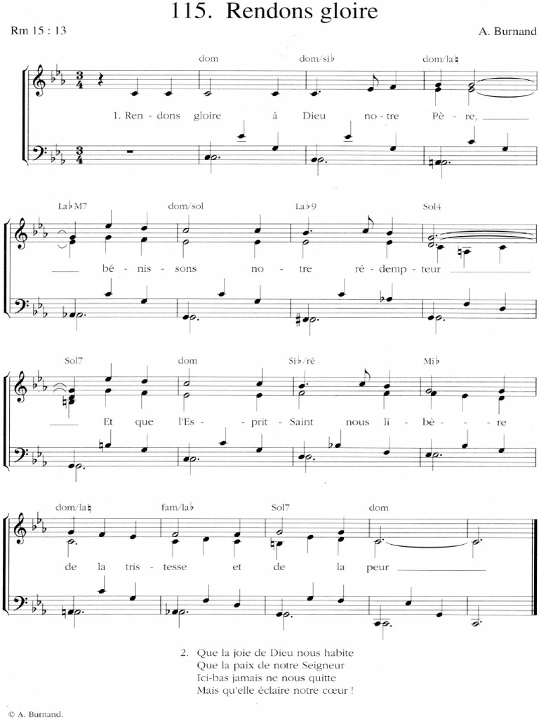 Dps115 Rendons Gloire A Dieu Notre Pere Partition Pdf