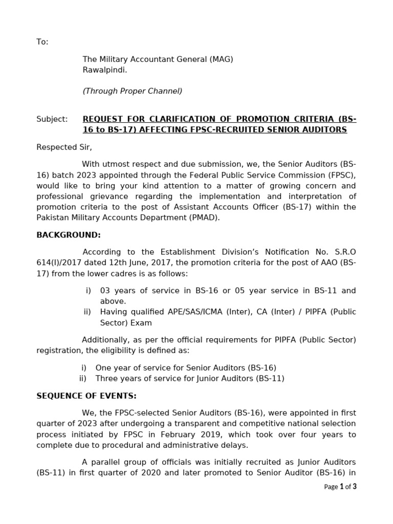 Clarification Request on Promotion Criteria | PDF