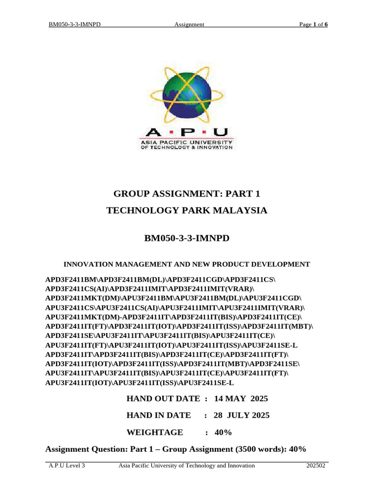 IMNPD Assignment Group Part 1 - Apr - 2025 - 3F2411 | PDF ...