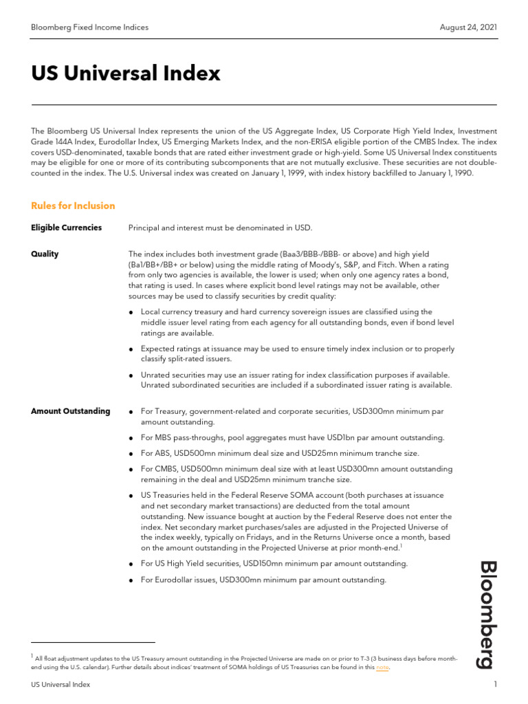 Bloomberg US Universal Index Overview | PDF | Bonds (Finance ...