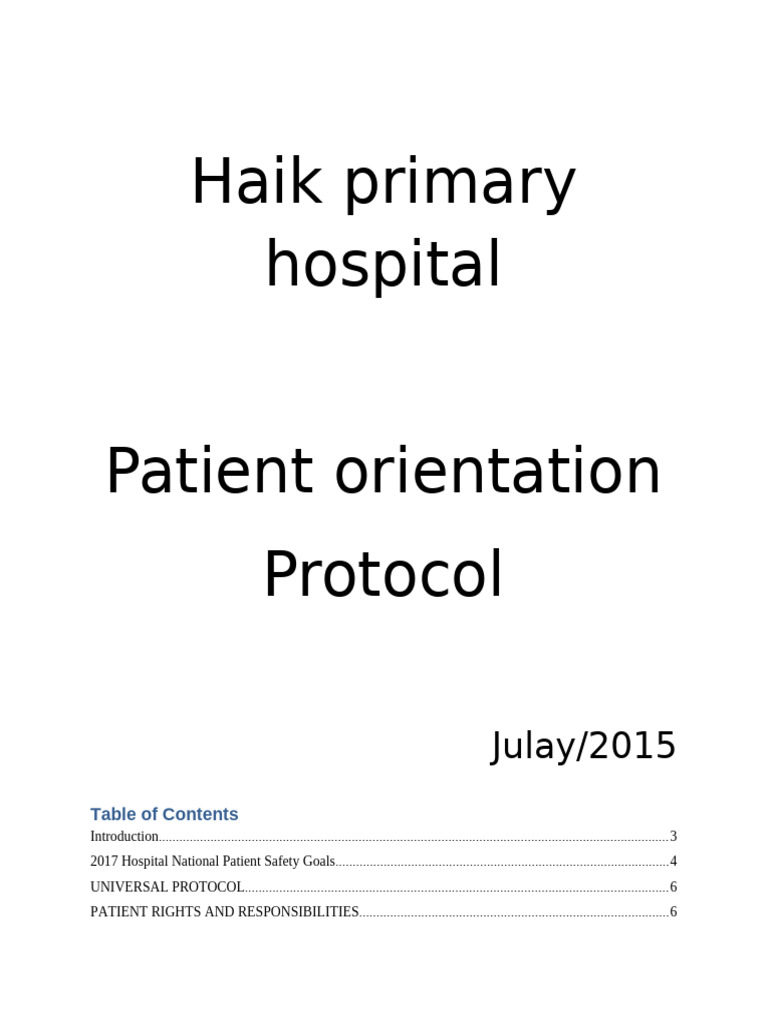 HaikHospital Patient Orientation | PDF | Sexual Harassment | Dangerous ...