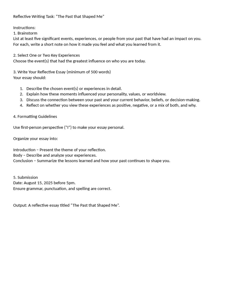 Reflective Essay on Personal Growth | PDF