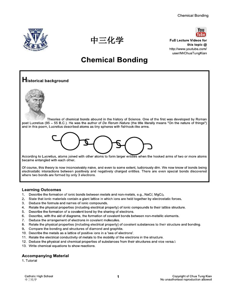 8.3.3chemical Bonding Part 1 of 2 - GCE O Level Chemistry Lecture | PDF