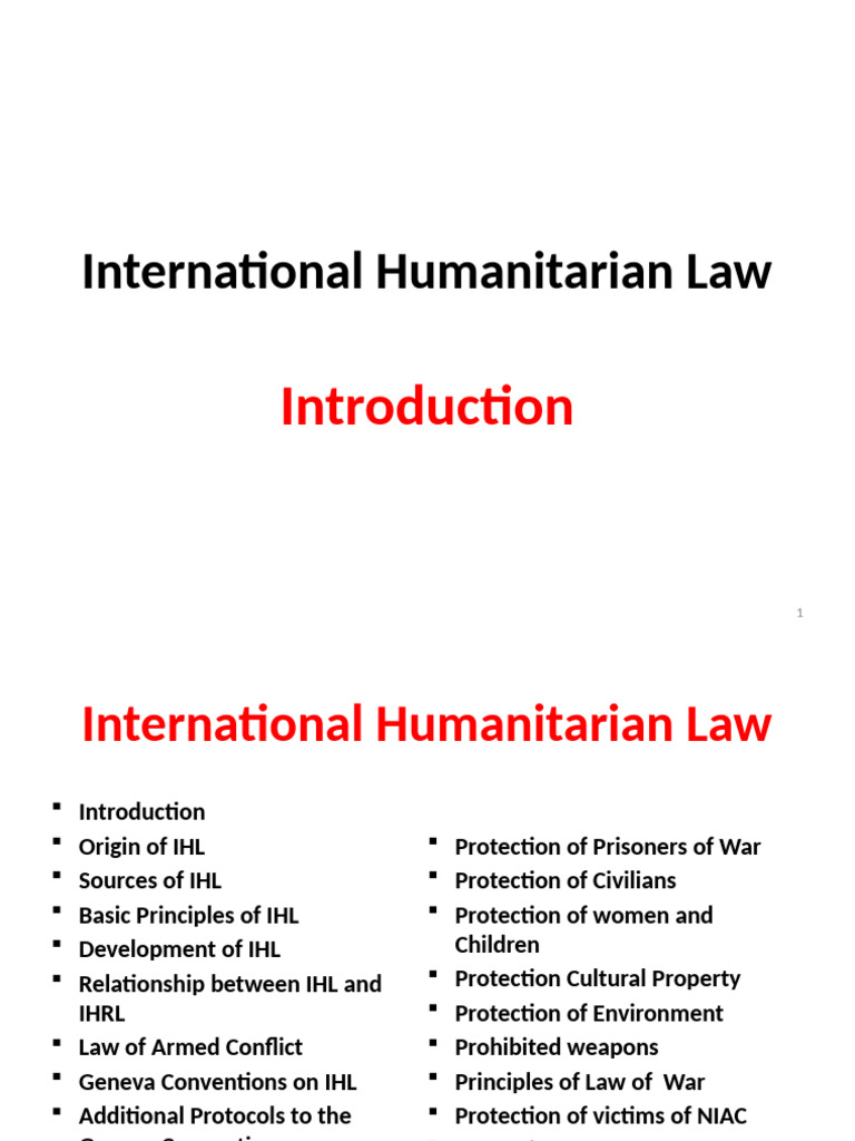 L - 1 IHL Introduction | PDF | International Humanitarian Law | Law Of War
