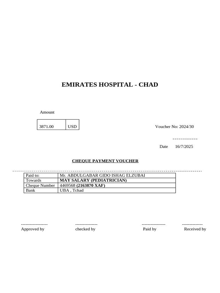 Cheque Payment Vo. | PDF