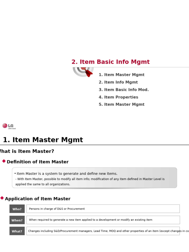 Item Master Management Guide | PDF | Warehouse | Microsoft Excel