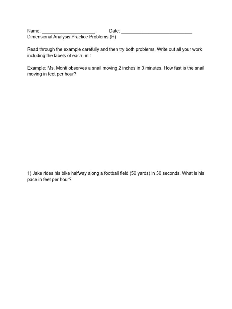 Dimensional Analysis Practice Problems | PDF