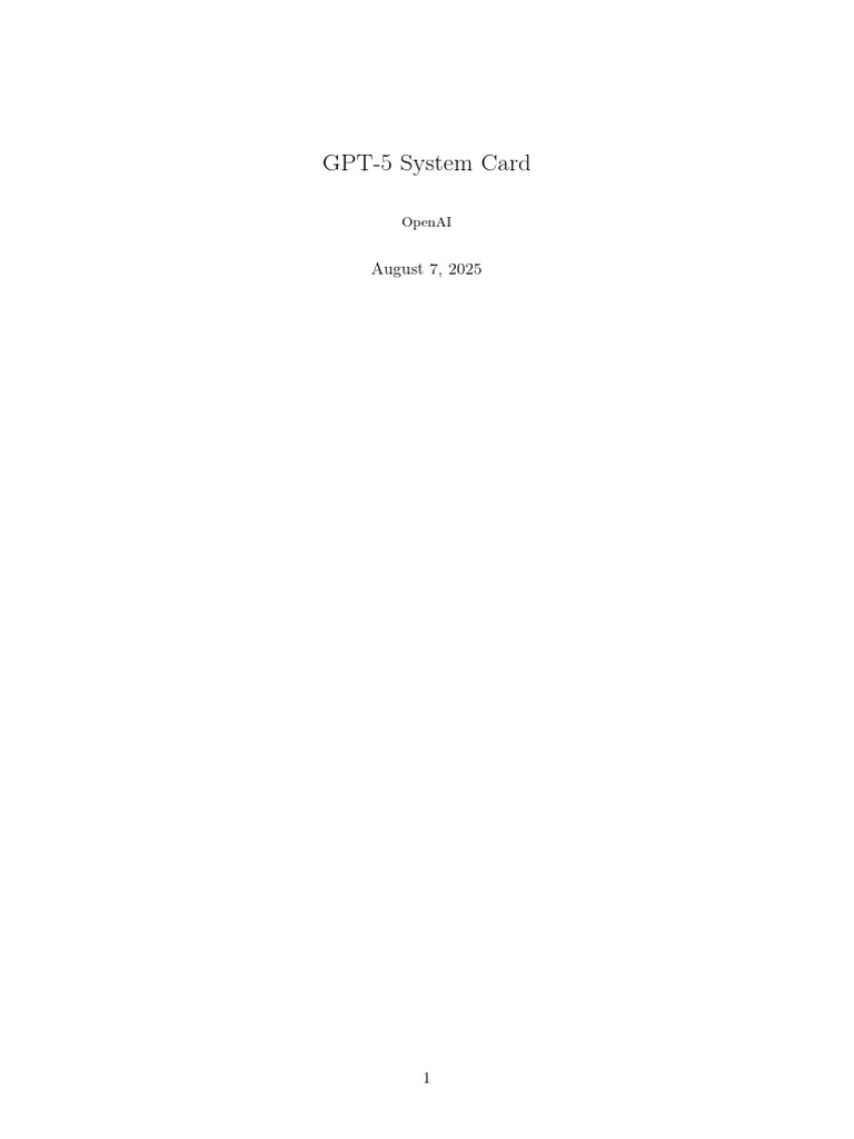 GPT-5 System Card Overview | PDF