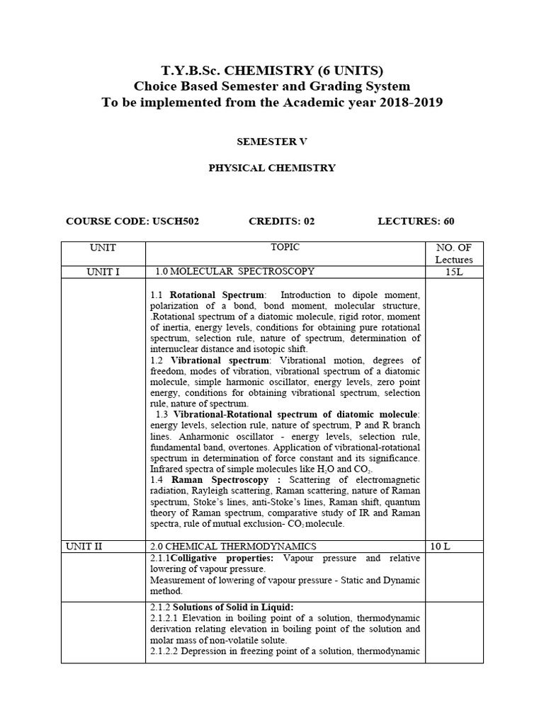 T.Y.B.Sc. Physical Chemistry Syllabus | PDF | Infrared Spectroscopy ...