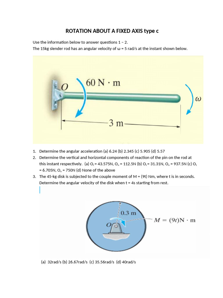 Dynamics of Rotational Motion Problems | PDF | Temporal Rates | Physics
