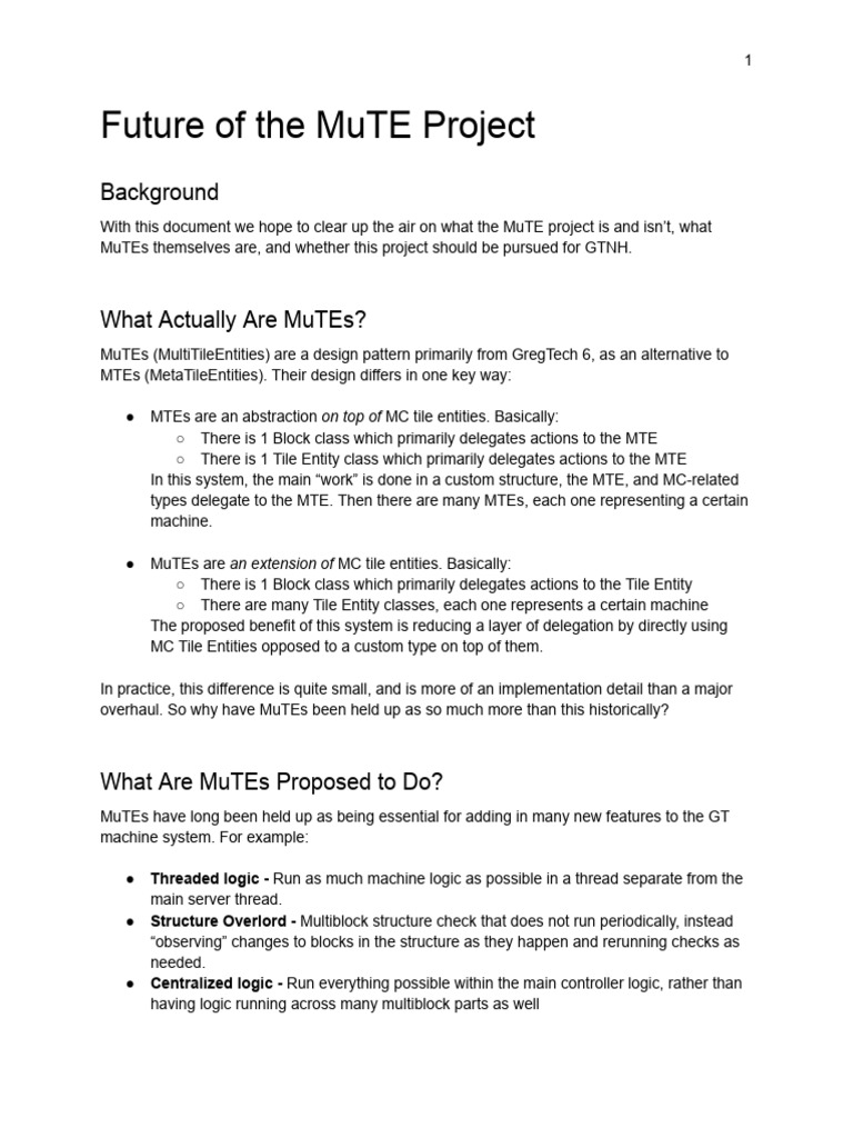 MuTE Project Future and Decisions | PDF