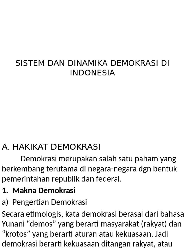 Dinamika dan Sistem Demokrasi Indonesia | PDF