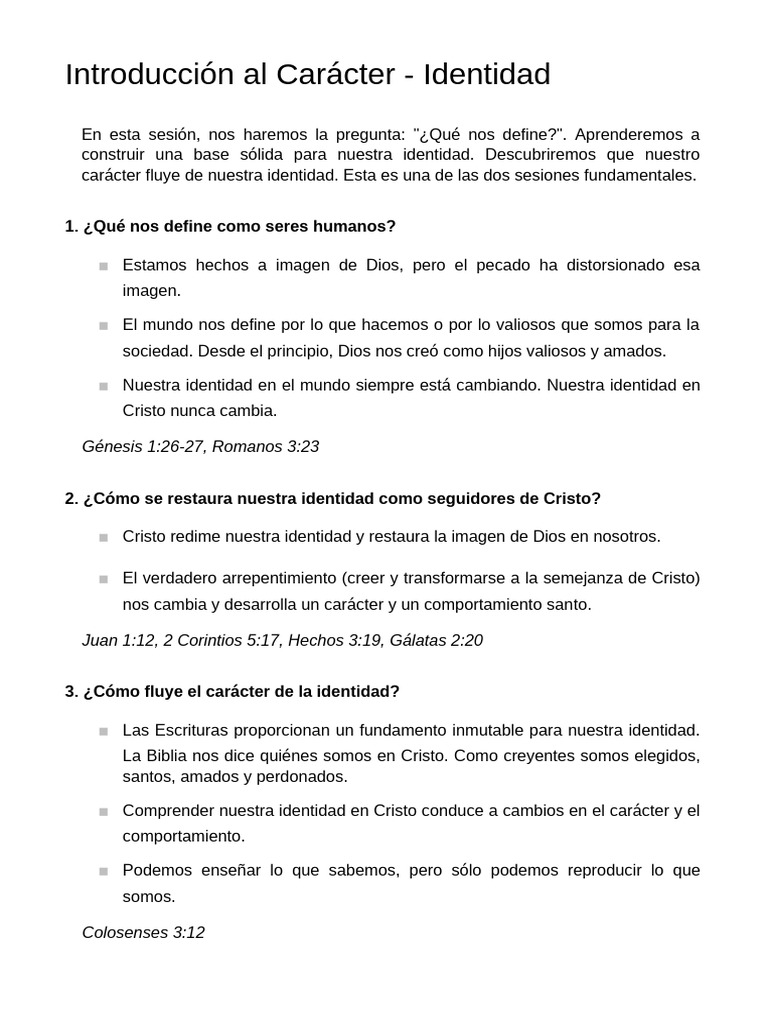 Construyendo Identidad y Carácter en Cristo | PDF | Imagen de dios | Pecado