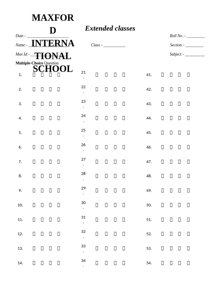 62 Question Test Answer Sheet | PDF