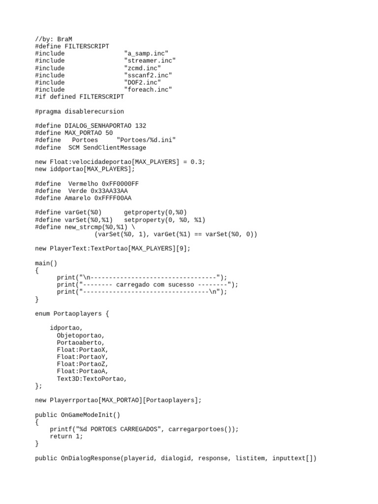 Script de Controle de Portões para SA-MP | PDF