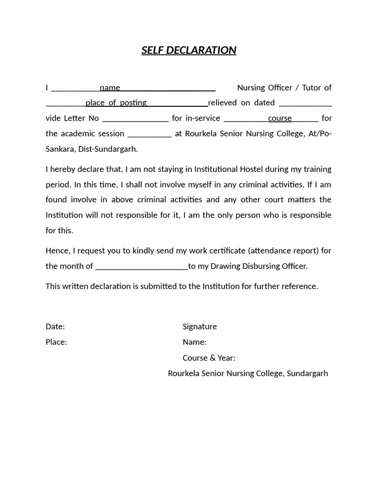 Senior Citizen Self Declaration Form | PDF