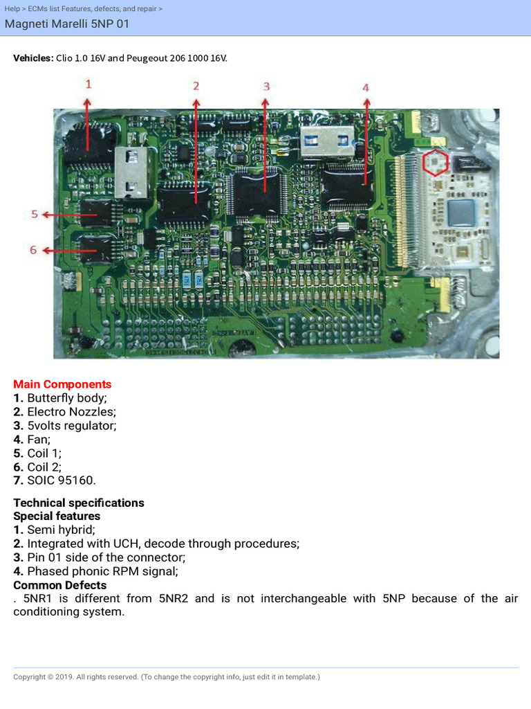 Magneti Marelli 5NP 01 ECM Features & Issues | PDF