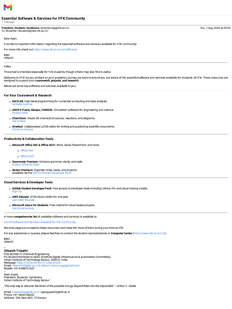 Essential Software for IITK Students | PDF | Software | Information ...