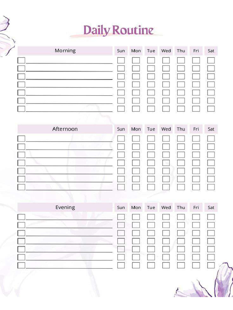 'Daily Routine Template' Part of Life Planner Bundle PDF | PDF