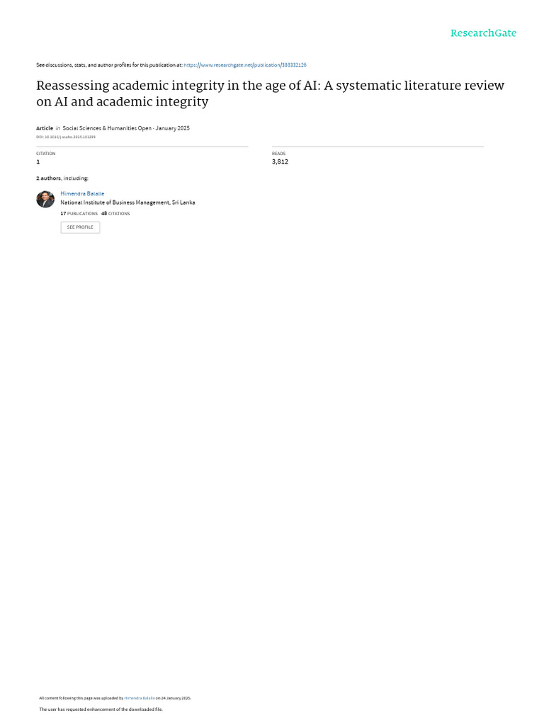 AI's Impact on Academic Integrity Review | PDF | Artificial ...