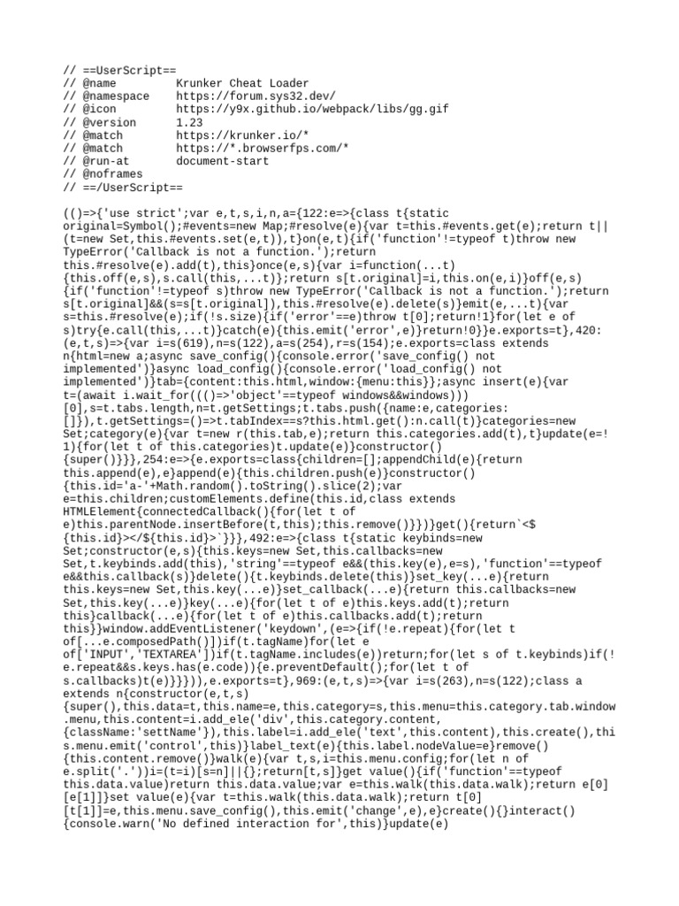 Krunker Cheat Loader Script | PDF | Computing | Software Engineering