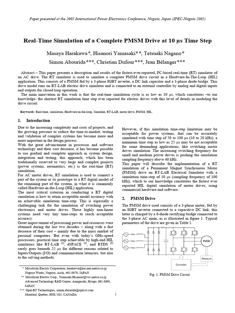 10 µs Real-Time PMSM Drive Simulation | PDF | Power Inverter | Power ...