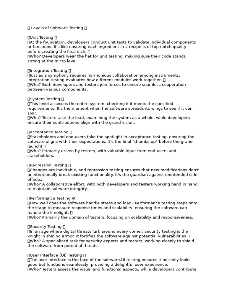 Essential Levels of Software Testing | PDF | Software Testing | Usability