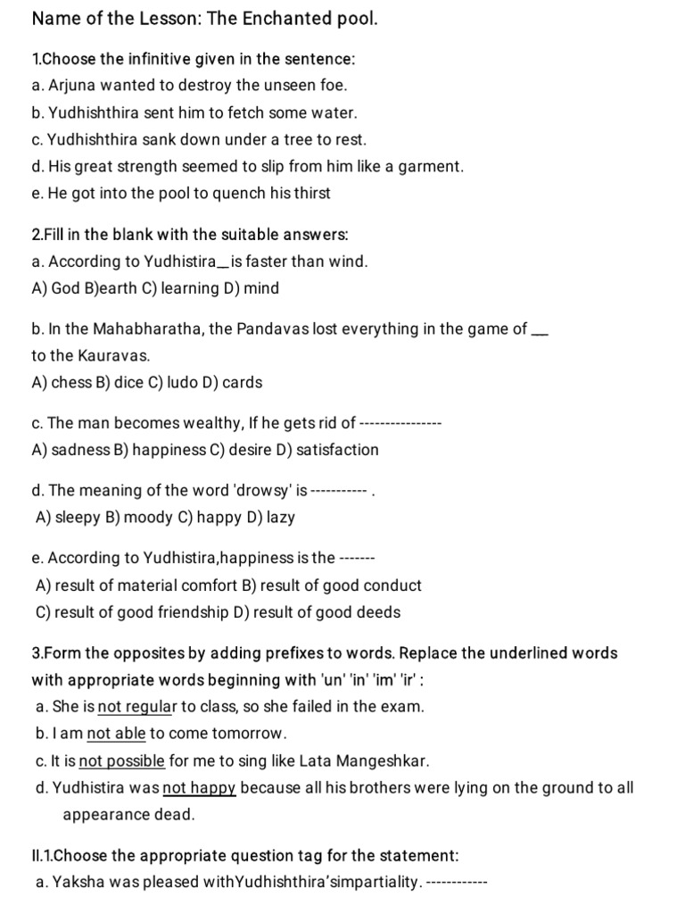 Enchanted Pool Lesson Overview | PDF
