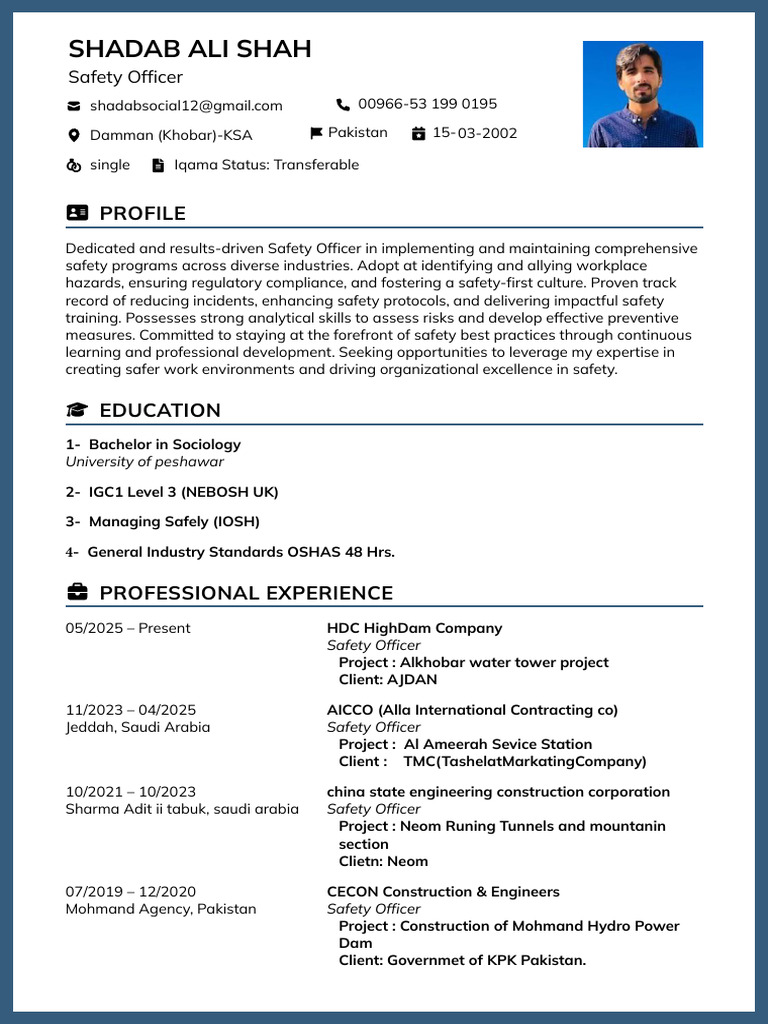 Safety Officer Profile and Experience | PDF | Safety | Workplace